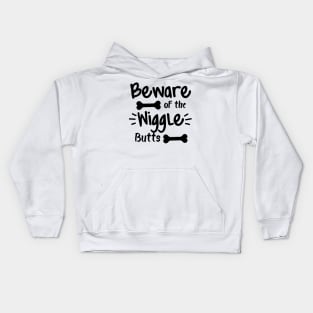 Beware Of The Wiggle Butts. Funny Dog Lover Design Kids Hoodie